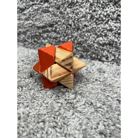 Classic Games Brain Teaser Casse Tete Jigsaw Wooden Twist Puzzle 3"x3"x3" - Picture 9 of 10